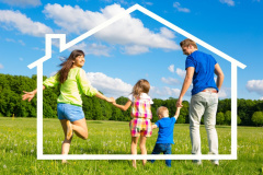 familie im großen haus